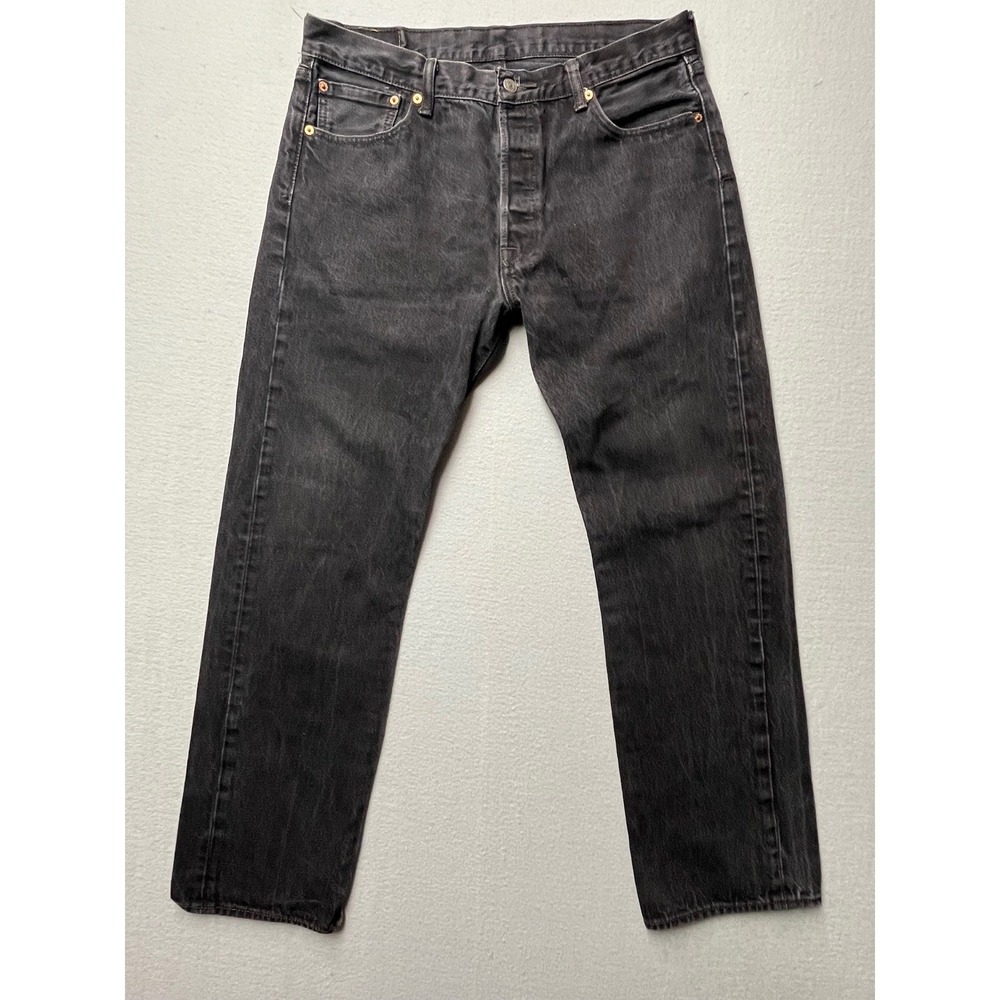 VTG Style Levi's 501 Jeans 33x30 Faded Black Denim Button Fly Straight Leg
